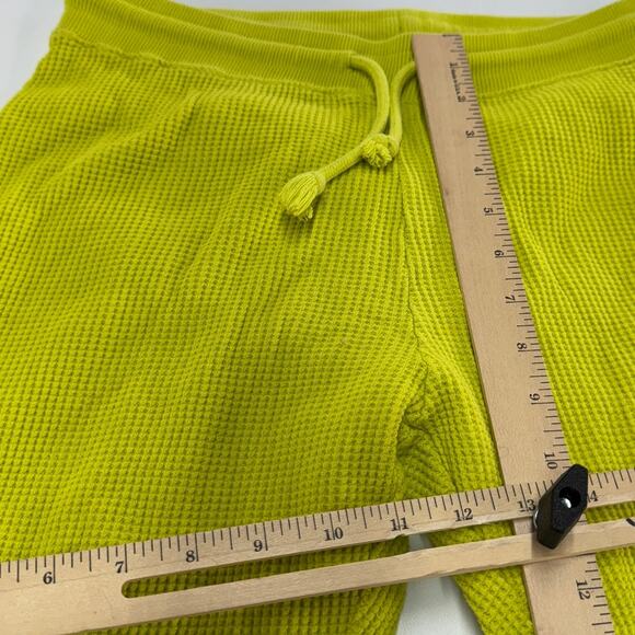 Zara Pants Womens Large Neon Green Yellow Waffle Knit Drawstring Joggers - Picture 5 of 6